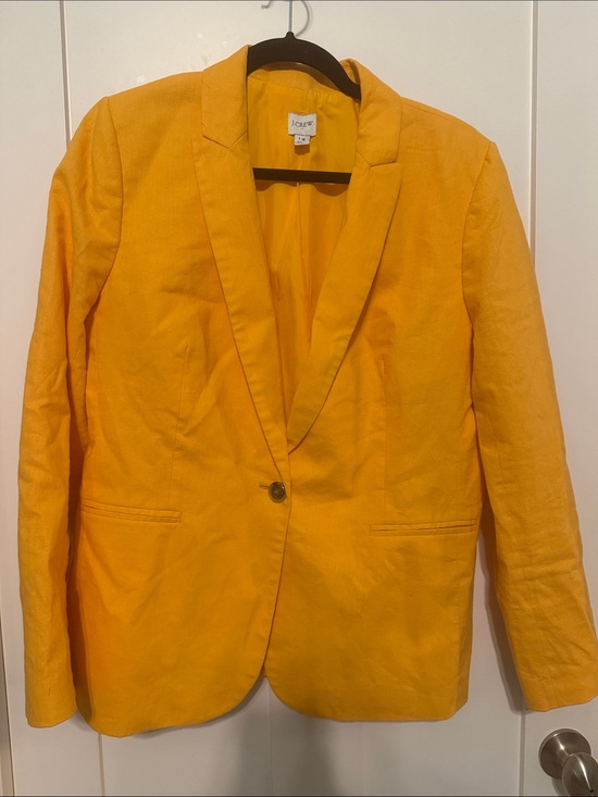J. Crew Jackets & Blazers - J. Crew Linen and Cotton Blend Holland Bright Sunny Yellow Single-Button Blazer